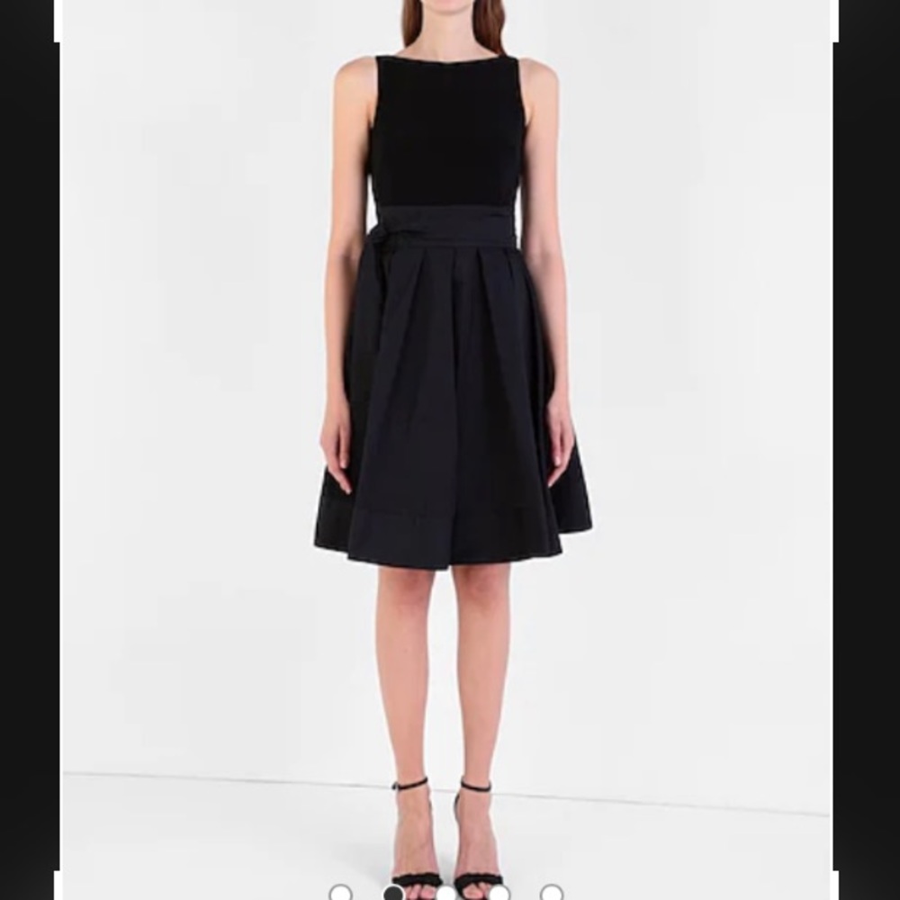 Ralph Lauren Black Sleeveless Midi Dress with Pleated Skirt